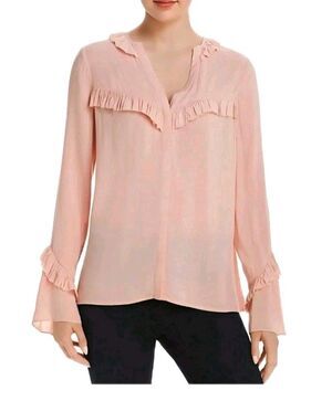 PAIGE Montel Misty Rose Ruffle Flare Cuff Blouse Western Boho Cowgirl Chic Small